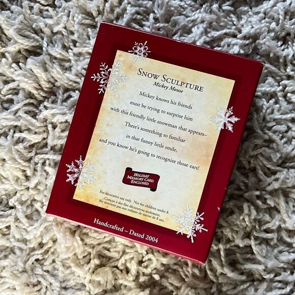 NIB HALLMARK 2004 SNOW SCULPTURE MICKEY MOUSE DISNEY CHRISTMAS KEEPSAKE ORNAMENT - Picture 5 of 8